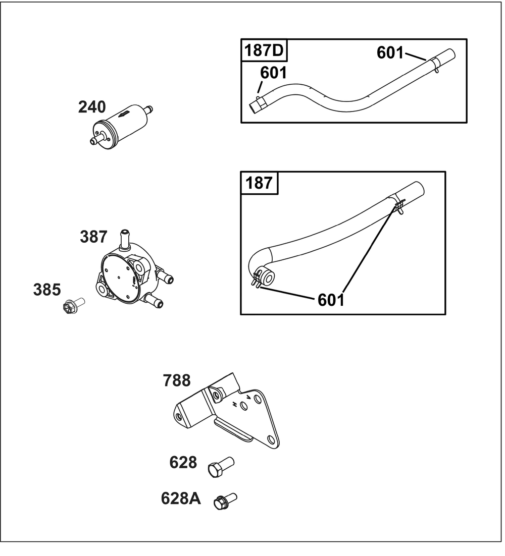 Fuel Supply Group Diagram and Parts List for 386447-0098-B5 200000 - 399999 Briggs and Stratton Engine